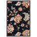 Black 30 x 0.25 in Area Rug - Lark Manor™ Hollander Floral Hand Hooked Wool Area Rug Wool | 30 W x 0.25 D in | Wayfair
