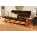 The Twillery Co.® Stratford Full Futon & Mattress Faux Leather/Wood/Solid Wood in Brown | 37 H x 82 W x 31 D in | Wayfair RDBL4894 38149101