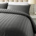 Luxurious 800 Thread Count Cotton Rich Satin Stripe Duvet Bed Cover with Housewife Pillowcases | 800 TC Hotel Striped Bedding (Double/Steel Grey)