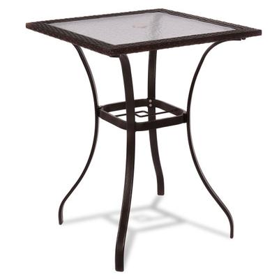 Costway 28.5 Inch Outdoor Patio Square Glass Top T...