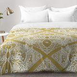 East Urban Home Avish Love Bird Lace Comforter Set Polyester/Polyfill/Microfiber in Yellow | Full/Queen | Wayfair EAHU7250 37846005