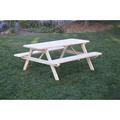 Loon Peak® Seneca Solid Wood Picnic Table Wood in Brown/Green/White, Size 30.0 H x 70.0 W x 27.0 D in | Wayfair LNPK6205 38757834