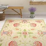 Green/White 20 x 0.25 in Area Rug - Lark Manor™ Hollander Floral Hand-Hooked Wool Beige/Green Area Rug Wool | 20 W x 0.25 D in | Wayfair