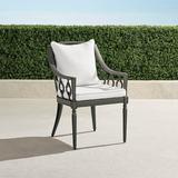 Avery Dining Arm Chair with Cushions in Slate Finish - Resort Stripe Cobalt - Frontgate