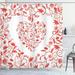 The Holiday Aisle® Valentines Day Paisley Floral Details w/ Leaves & Roses Single Shower Curtain Polyester | 75 H x 69 W in | Wayfair