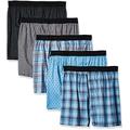 Hanes Ultimate Men's 5-Pack Yarn Dye Exposed Waistband Boxer-(Colors May Vary), Assorted Print, Large