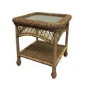 August Grove® Camacho Side Table Glass/Wicker/Rattan in Brown | 22 H x 20 W x 20 D in | Outdoor Furniture | Wayfair AGGR5877 39555340