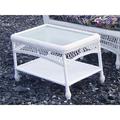 August Grove® Camacho Coffee Table Glass/Wicker/Rattan in White | 19 H x 32 W x 20 D in | Outdoor Furniture | Wayfair AGGR5873 39555312