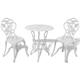 vidaXL 3 Piece Bistro Set - Durable Cast Aluminium Garden Furniture with Detailed Floral Pattern and Robust Cast Iron Legs - White