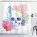 East Urban Home Halloween Wild Skull Skeletons Shower Curtain + Hooks Polyester | 75 H x 69 W in | Wayfair EABN1186 39404380