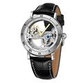 FORSINING Men's Fahionable Self-Winding Mechanical Skeleton Analog Display Wristwatch with Leather Straps