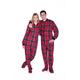 Big Feet Pyjama Co's Red and Black Plaid (Tartan) Adult Footed Pyjamas (101) (Large)