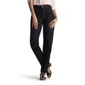 Lee Women's Relaxed-Fit Side Elastic Tapered-Leg Jean, Double Black, 20 Long