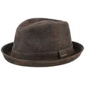 Stetson Radcliff Leather Player Men - Fedora hat with Lining, Trim Summer-Winter - M (56-57 cm) Brown