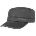 Stetson Datto Men's Army Cap - Water-Repellent Cotton Cap - Summer/Winter - Army Cap with UV 40+ Sun Protection - Washed Leather Look (Oilskin) - Urban Cap Black S (54-55 cm)