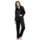 LilySilk Women's Silk Pyjama Set 22 Momme Long Sleeves Pajamas Sleepwear 100% Pure Mulberry Silk Charmeuse Black Size 12/M