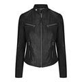 100% Ladies Real Leather Jacket Fitted Bikers Style Vintage Black Rock - Black 5XL