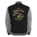 Ethno Designs Vintage Iron - Men`s Hot Rod Varsity Jacket - Old School Rockabilly Vintage Shirt Retro Style - navy/sportsgrey, size L