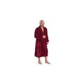 Bown of London - Men's Luxurious 450g Velour Dressing Gown with Piped Edges and Turnback Cuffs, Extra Long, Claret, XXL