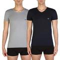 Emporio Armani Men's 111512cc717 Short Sleeve T-Shirt,Pack of 2,Multicoloured - Mehrfarbig (GRIGIO/MARINE 13742),X-Large