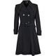 Womens Double Breasted Long Coat Fit and Flare Ladies Coat with Inside Lining (16, Black)