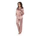 FOREX lingerie elegant satin pajamas sleepwear house suit in classic style - pink - X-Large