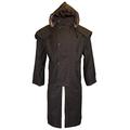 Walker & Hawkes - Unisex Waxed Long Cape Stockman Hooded Coat - Brown - M