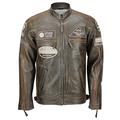 Mens Real Soft Leather Racing Biker Jacket Vintage Urban Retro Look 3 Colours [Brown,M]