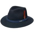 Stetson Powell Felt Traveller hat for Men - Water-Shedding, Tough and Hard-Wearing (AsahiGuard) - Made in The EU - Heathered Wool Felt hat - Summer/Winter Outdoor hat Blue M (56-57 cm)