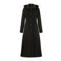 De la Crème - Black Single Breasted Detachable Fur Hood Wool Winter Trench Winter Coat Size UK 26 EUR 54 USA 22