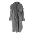 Ladies Women Italian Lagenlook 2 Pocket Waterfall Boiled Wool Duster Long Cocoon Jacket Coat One Size Plus (Light Grey, One Size)