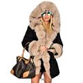 Roiii Women Winter Hooded Parka Casual Fur Coat Jacket Overcoat UK Plus Size 8-20 (8, Black)