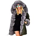 Roiii Lady Winter Women Thicken Warm Coat Hood Parka Long Jacket Outwear Size 8-20 (12,Army Green)