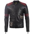 Aviatrix Men's Real Leather Racing Badges Fashion Jacket, M / Chest=41inches, Black