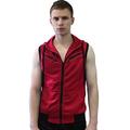 sourcing map Men's Sleeveless Slim Fit Hoodie Vest Zipper Drawstring Gilet Jacket with Pockets Burgundy 46