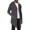 Urban Classics Men's Hooded Edge Long Frayed Sleeve Sweatshirt with Hoodie, Open Front Cardigan, Charcoal, M