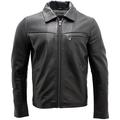 Infinity Men’s Smart Black Leather Harrington Jacket XS