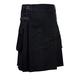 SHYNE KILTS U.K Men Black Leather Straps Fashion Sport Utility Kilt Deluxe Kilt Adjustable Sizes (42")