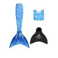 Planet Mermaid Girls Kids 3 Piece Vivid Colour Swimming Mermaid Tail, Crop Top & Wear-Resistant Magic Fin Monofin Included. Frozen Aqua