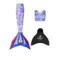 Planet Mermaid Girls Kids 3 Piece Vivid Colour Swimming Mermaid Tail, Crop Top & Wear-Resistant Magic Fin Monofin Included. Starbright Princess
