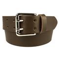 34-38 inch (M), Dark Brown, Nickel Plated Solid Brass Double Prong Buckle Mens Quality 1.5" Wide Leather Belt Made In UK