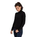 WoolOvers Womens Lambswool Polo Neck Jumper Black, XL