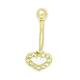 14ct Yellow Gold CZ Cubic Zirconia Simulated Diamond 14 Gauge Dangling Love Heart Body Jewelry Belly Ring Measures 23x10mm Jewelry Gifts for Women