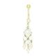 14ct Yellow Gold CZ 14 Gauge Dangling Fancy Drop Body Jewelry Belly Ring Measures 50x11mm Jewelry Gifts for Women