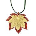 Iridescent Copper/24ct Gold Dipped Leather cord Lobster Claw Closure Double Full Celestial Moon Maple Leaf Necklace Jewelry Gifts for Women - 51 Centimeters