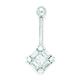 14ct White Gold CZ Cubic Zirconia Simulated Diamond 14 Gauge Dangling Kite Body Jewelry Belly Ring Measures 27x12mm Jewelry Gifts for Women