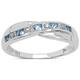 The Diamond Ring Collection: 9ct White Gold 0.25ct Blue Topaz & Diamond Channel Set Crossover Eternity Ring, Valentines Day (Size I)