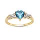 Topaz Ring Collection: 9ct Gold 1.00Ct Heart Shape Swiss Blue Topaz Engagement Ring with Diamond Set Crossover Kiss Shoulders Engagement Ring & Diamond Shoulders,Valentines Day (Size R)