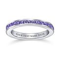 Personalized Purple CZ Channel Set Eternity Band Ring For Women Simulated Amethyst .925 Sterling Silver Custom Engraved