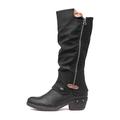 Rieker Womens Black Low Heel High Leg Boot - Size 3.5 UK - Black